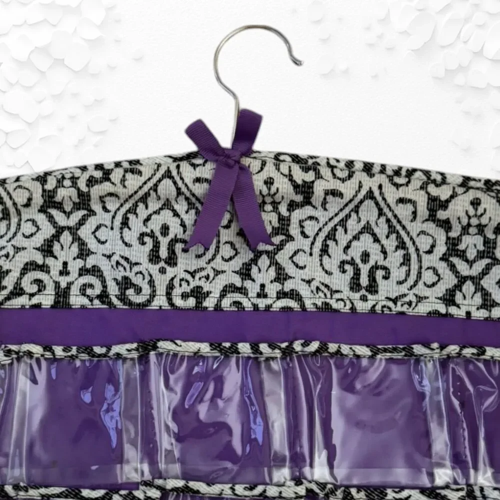 JEWELRY ORGANIZER Hanging Double-Sided Purple 66 Clear Pockets Raymond Waites